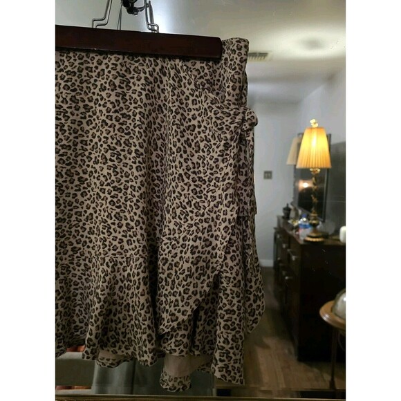 ABERCROMBIE & FITCH TAN/BROWN & BLACK CHEETAH PRINT‎ SKIRT W BELT SZ M - Picture 5 of 7